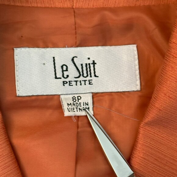 Burnt Orange Textured Le Suit Petite Retro Blazer Jacket (8P) - Picture 5 of 5
